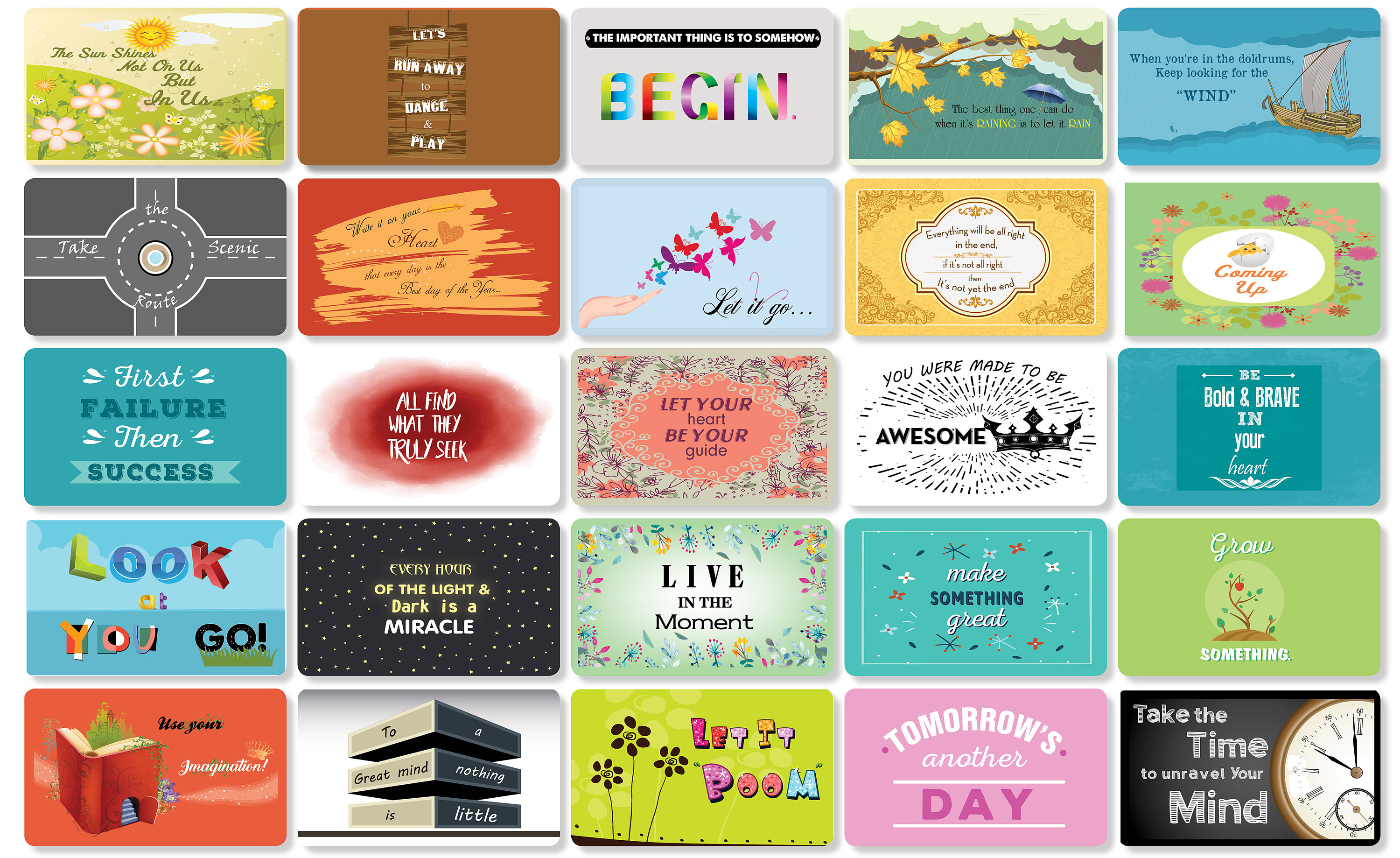 25 Motivational Mini Quote Cards Motivational Prints Card Set Keepsake ...
