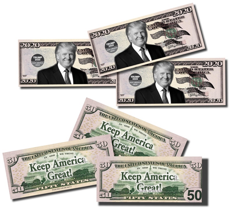 50 Bills of Trump 2020 Play Money Full Print Double Sided 50 Dollars ...