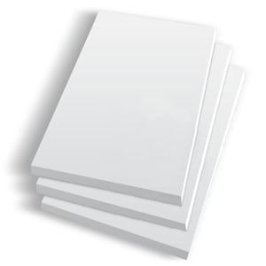 May include: A stack of four blank white paper sheets, with the top sheet slightly offset from the others.