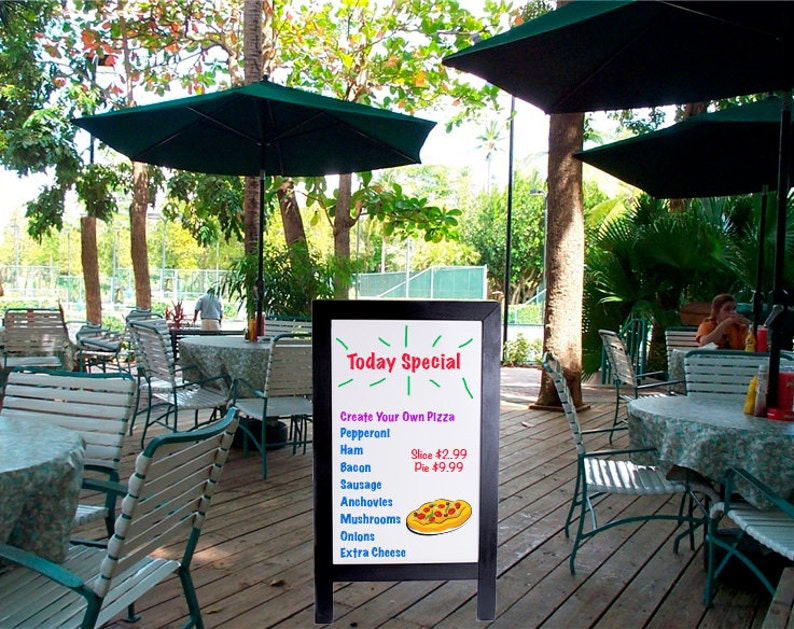 Strong Quality. Sandwich Sidewalk Write N/' Wipe Dry Erase Boards 24 x 42 with Black Painted wood frame Beautiful Design