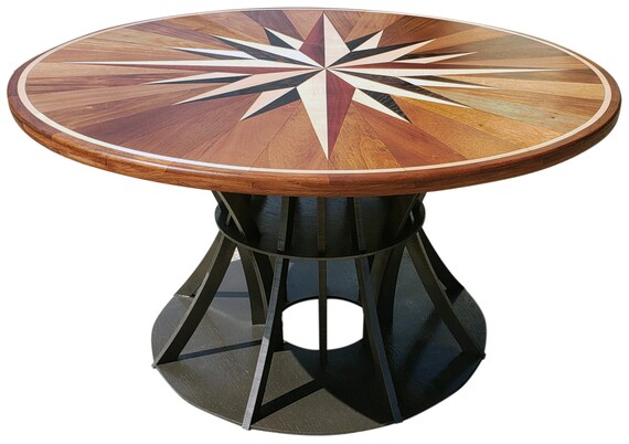 Classic Compass Rose Wood Inlaid Coffee Table Etsy
