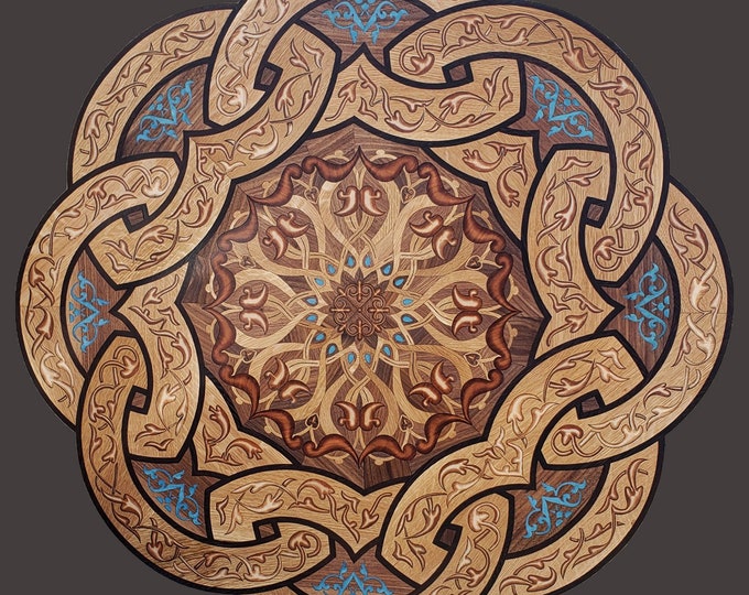 Imperial Knot Wood Inlay Floor Medallion - Etsy