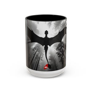 Dragon Night Fury Toothless 15oz Coffee Mug, HTTYD, How to Train Your Dragon Theme, Black Dragon Mug, Dragon Lover Gift, Fantasy Creature