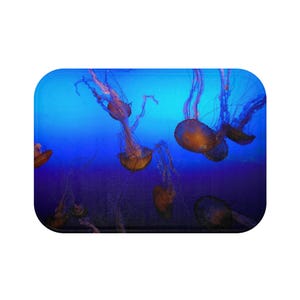 Jellyfish Bath Mat, Ocean Shower Mat, Underwater Decor, Sea Creature Bathroom Rug, Marine Life Non-Slip Mat
