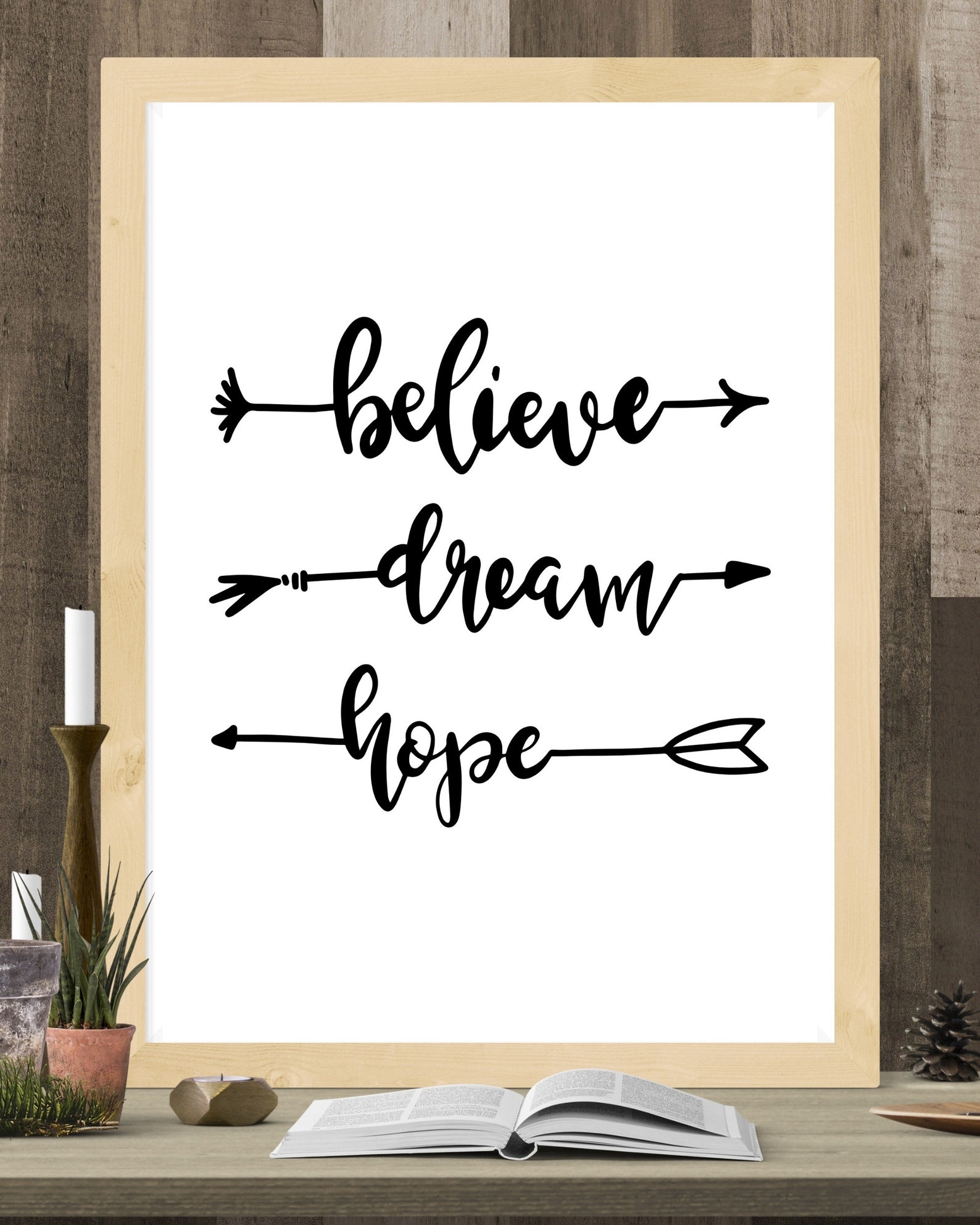 Believe Dream Hope Motivational Wall Art // Downloadable Etsy