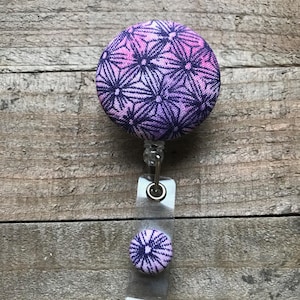 Retractable ID/Badge Holder-Fabric Badge Reel-Retractable Badge Reel-Badge Reel-ID Badge Holder-Nurse Gift-Purple Ombre abstract floral