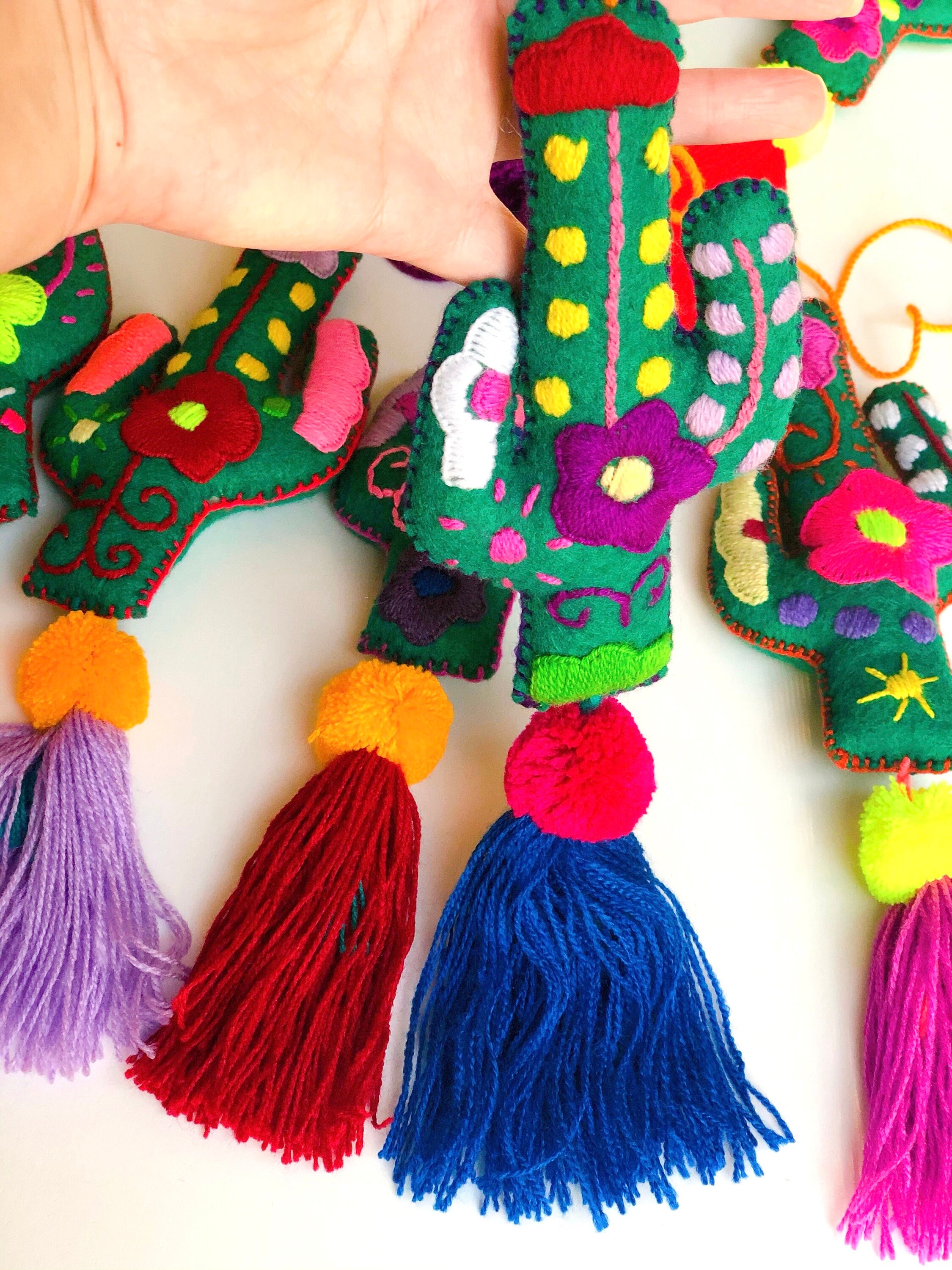 CACTUS nopalito Tassel Pom Poms for Bags Stacked Tassel Tie | Etsy