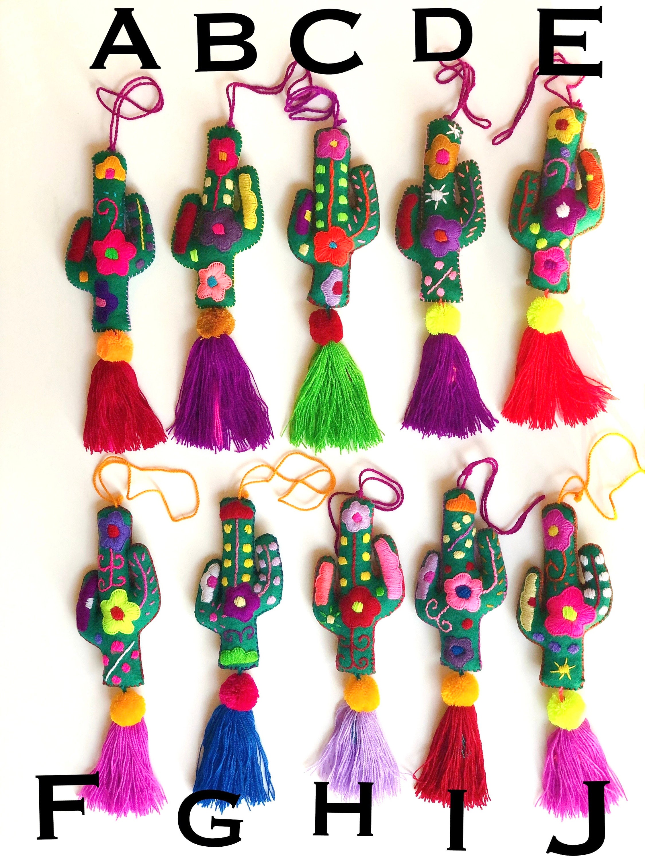 CACTUS nopalito Tassel Pom Poms for Bags Stacked Tassel Tie | Etsy