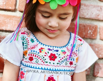 Colorful Headband- Handmade- Mexican Style- Fiesta Flower Crown- birthday flower headband- coco theme- flower girl- mexican headband-