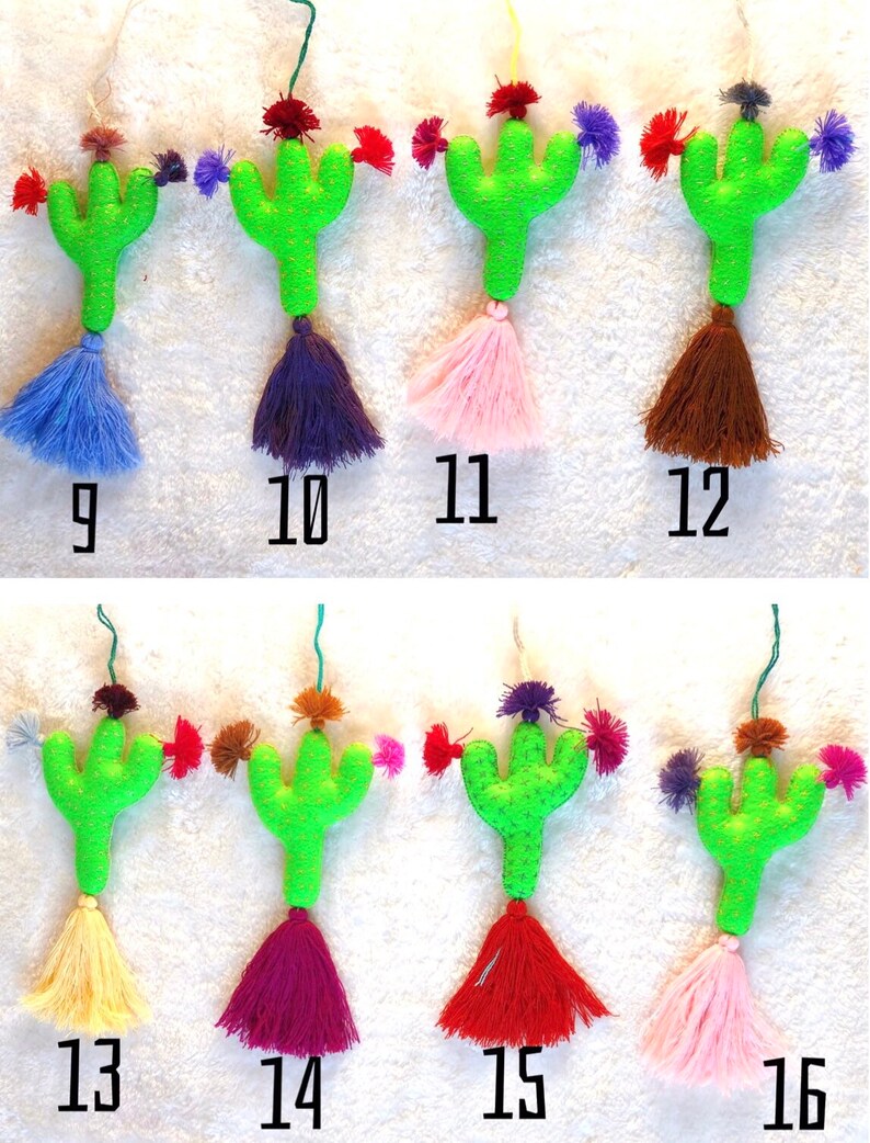 CACTUS Nopalito Tassel Pom Poms for Bags Stacked Tassel Tie On- Rear ...
