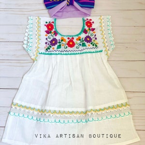 Size 12-24M Mexican style embroidery dress cotton gauze dress white color taco party dress fiesta themed birthday