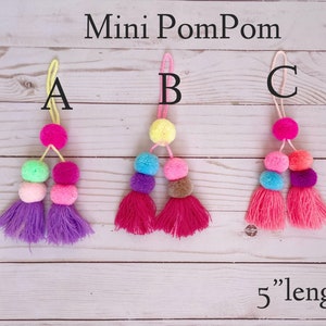 Tassel Pom Poms for Bags Stacked Tassel Tie On- Rear View Mirror ...