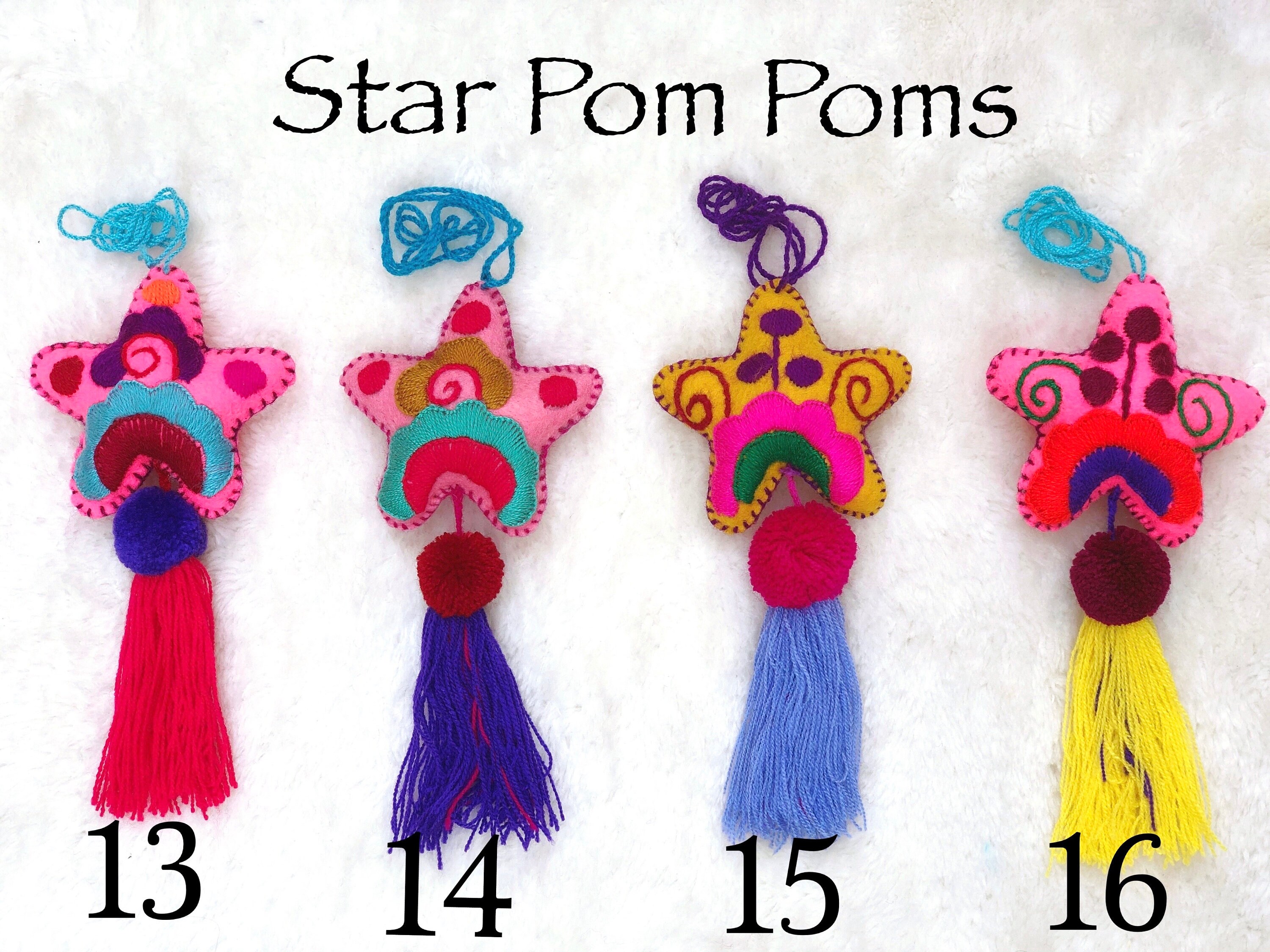 Star Felt Tassel Pom Poms for Bags Stacked Tassel Tie On- Hair Dec ...