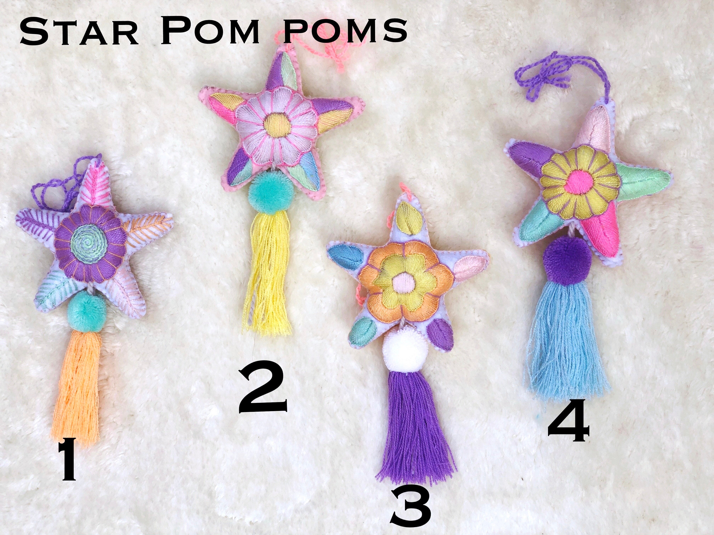 Star Felt Tassel Pom Poms for Bags Stacked Tassel Tie On- Hair Dec ...
