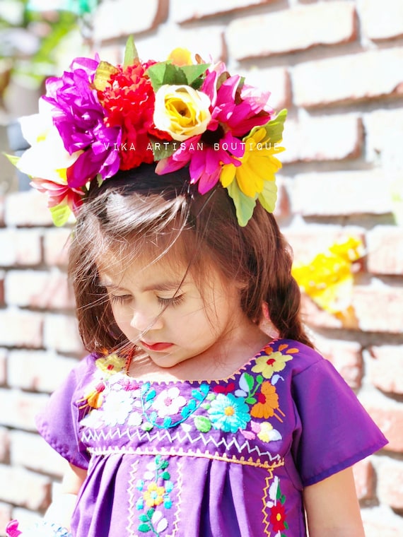 Diadema de Flores Mexicana Corona Mexicana Cumpleaños - Etsy