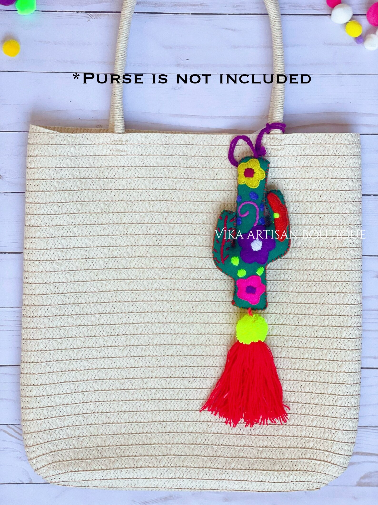 CACTUS Nopalito Tassel Pom Poms for Bags Stacked Tassel Tie On- Rear ...