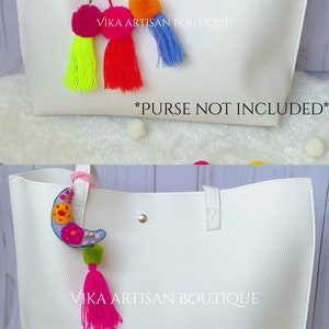 Tassel Pom Poms for Bags Stacked Tassel Tie On- Rear View Mirror ...