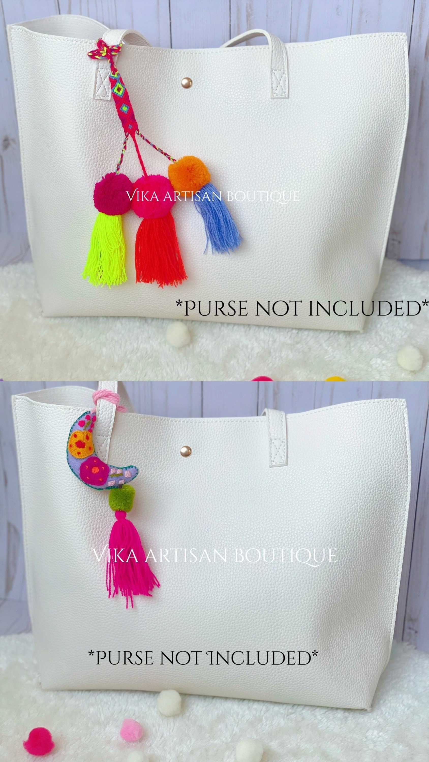 Tassel Pom Poms for Bags Stacked Tassel Tie On Rear View - Etsy Australia
