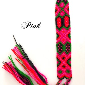 Friendship Bracelets - Handmade knitted - Yarn Braided Bracelets - Pink- blue- Mexican Style Bracelets- boho- Gypsy-hippie