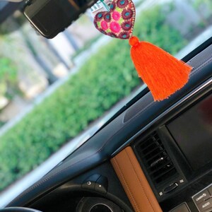 Tassel Pom Poms for Bags Stacked Tassel Tie On- Rear View Mirror ...