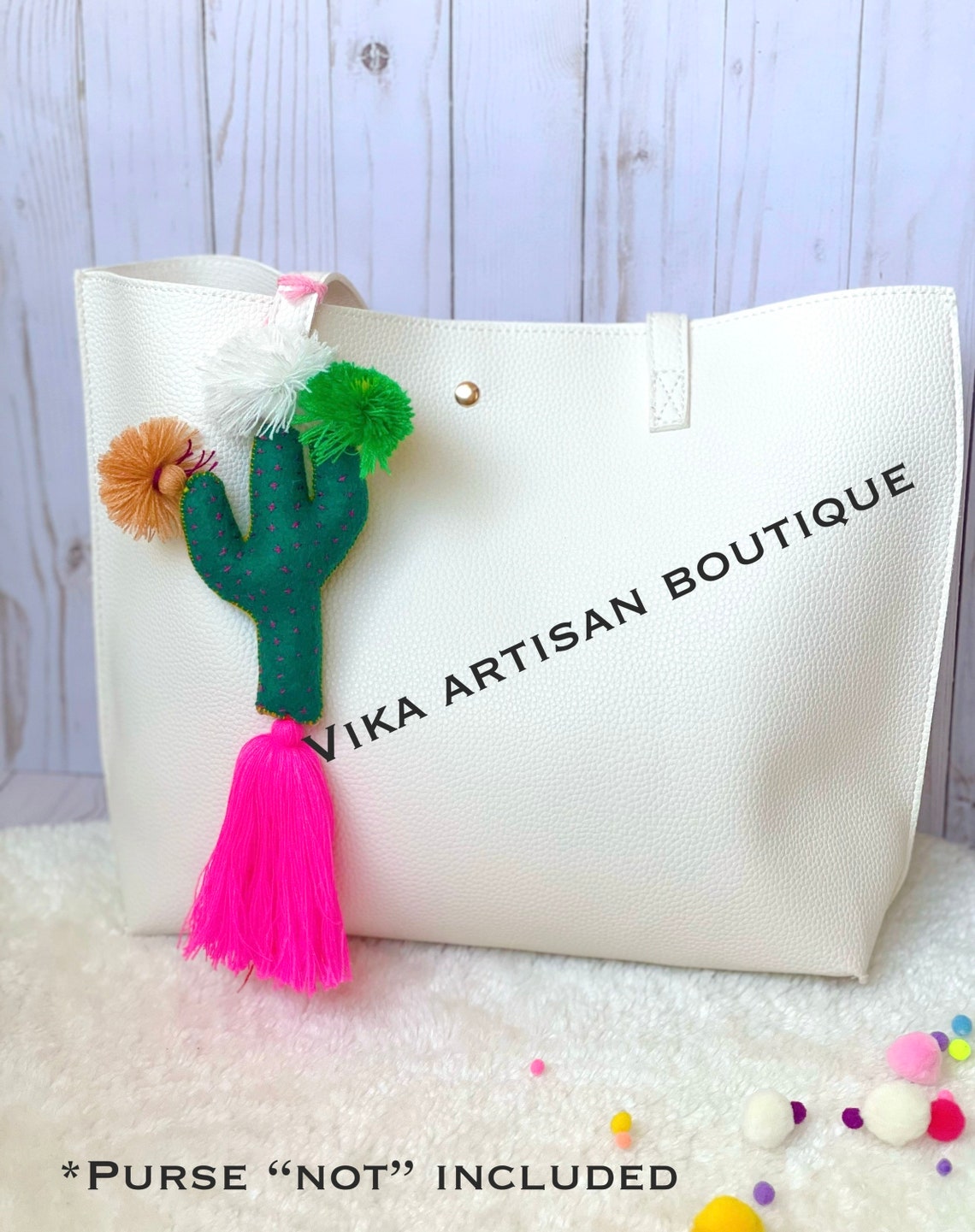 CACTUS Nopalito Tassel Pom Poms for Bags Stacked Tassel Tie On- Rear ...