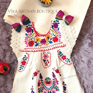 BÉBÉ-Bambin-enfants 12 m-12 ans Robe fille brodée à la main de style mexicain Fiesta Birthday Party tacos threesta dress