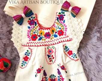 BABY-Toddler-kids All sizes available 12m-12yo Mexican Style Hand Embroidered Girl Dress Fiesta Birthday Themed taco party threesta dress