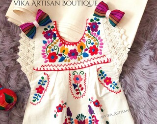 Vestido Mexicano Tradicional Para Meninas | Tomara-Que-Caia Floral Bordado - Ideal Para Cinco De Mayo E Festas