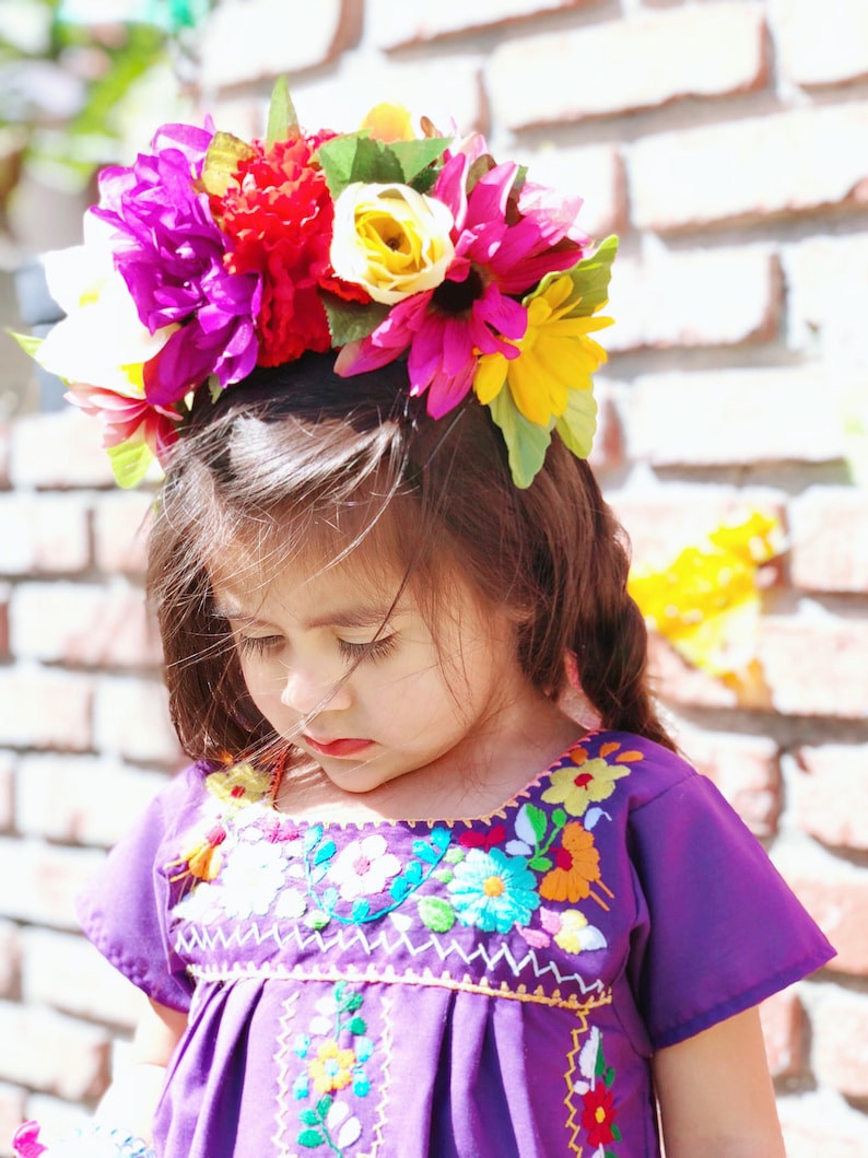 Mexican Birthday crown Frida Kahlo Crown Coco Headband Day of dead Mexican Flower Headband Handmade Catrina Mexican Party Fiesta Theme
