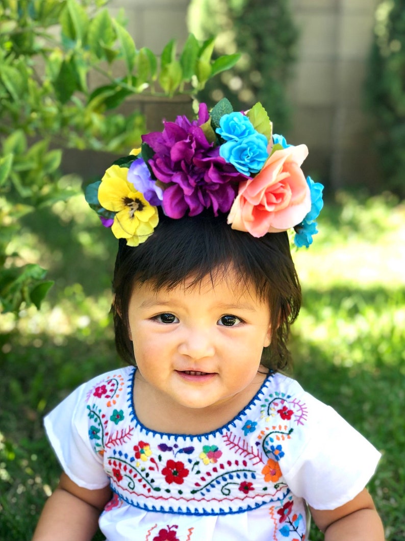 Mexican Birthday crown Frida Kahlo Crown Coco Headband Day of dead Mexican Flower Headband Handmade Catrina Mexican Party Fiesta Theme
