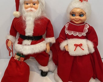 Vintage Handmade Mr and Mrs Santa Claus Christmas Holiday Decor