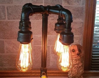 Industrial Pipe Desk and Table Lamps by New Rustic upward Teardrop Industrial
