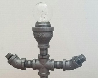 Retro Industrial Pipe Lamp steampunk style - Tiny man with edison bulb