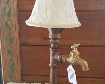Handcrafted Industrial Pipe Lamp steampunk style with on/off switch