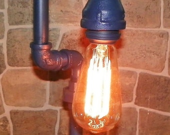 Mr. Edison Industrial Vintage Steampunk style Lamp with Nostalgic edison bulb in Blue