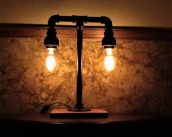 Handcrafted Industrial Pipe Lamp with Nostalgic bulbs