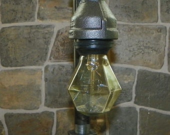 Handcrafted Industrial Pipe Lamp steampunk style with vintage edison bulb