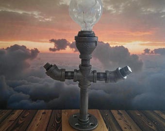Retro Industrial Pipe Lamp steampunk style - Tiny man with edison bulb