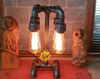 Mr. Willies Rustic Teardrop Industrial Pipe Desk Lamp-Table Lamp-Rustic -Steampunk -Gifts -Industrial lighting-Home Decor-Desk Accessories