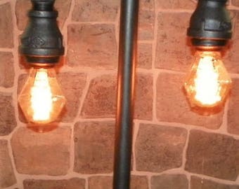Handcrafted Industrial Pipe Lamp with edison bulbs in Bronze