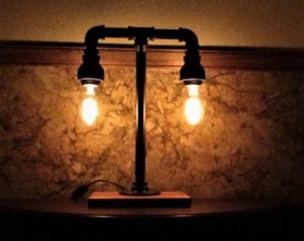 Handcrafted Industrial Pipe Lamp with edison bulbs