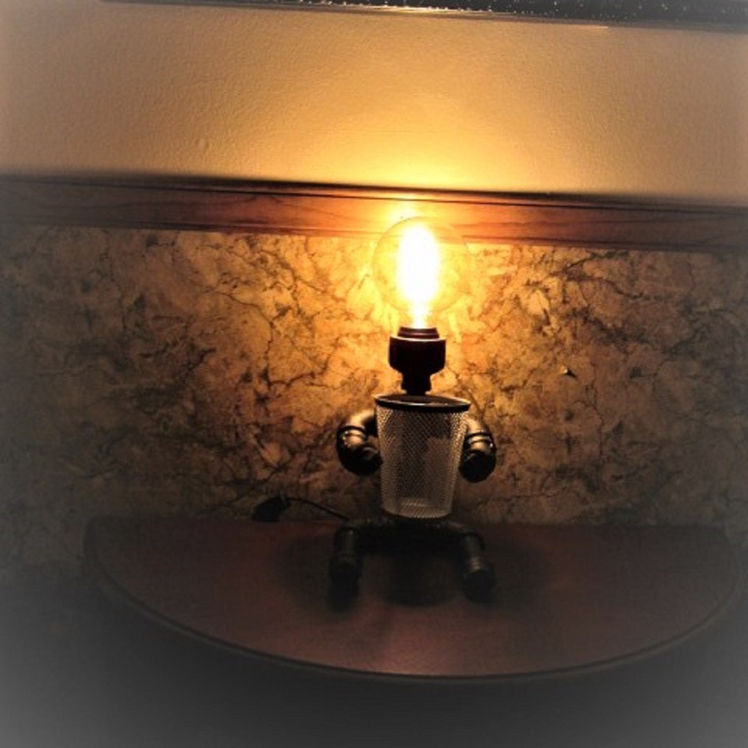 Sitting Man Desk Lampdorm Lamptable Lamprustic Lampedison Etsy