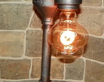 Handcrafted Industrial Pipe waterspout Lamp with edison bulbs