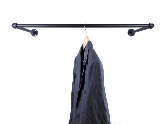Wardrobe Black Metal for Hangers 50, 80 or 100 cm Industrial Stable and Durable Clothes Rail Wall Wardrobe Coat Rack Wardrobe Black Metal for Hangers 50, 80 or 100 cm Industrial Stable and Durable Clothes Rail Wall Wardrobe Coat Rack