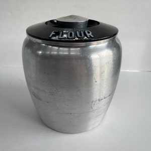 Vintage Kromex bloempot van gesponnen aluminium - keukenopberger, jaren 50