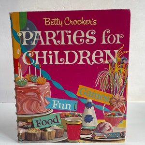 Ricettario Betty Crocker - Feste per bambini - Ricettario per feste - Artigianato vintage per bambini - Ricettario per bambini anni &#39;60 - Ricettario a spirale
