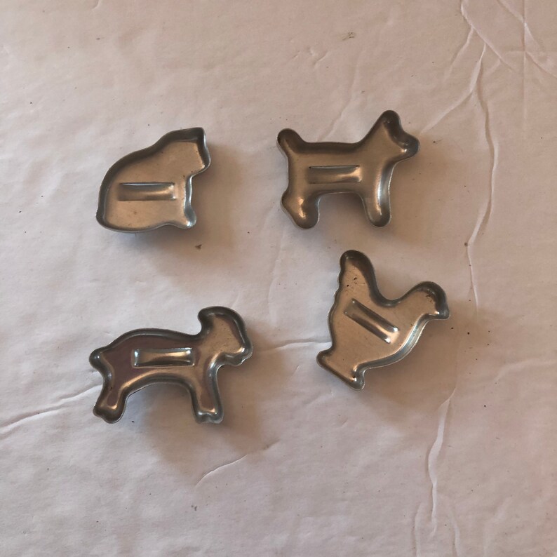 Mini Animal Cookie Cutters Vintage Animal Set Aluminum Etsy