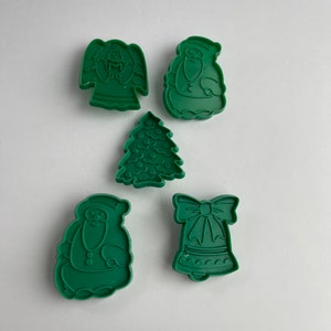 Imprint Christmas Cookie Cutters - Vintage Christmas - Christmas Baking - Santa Cookie Cutter - Plastic Cookie Cutter - Green Cookie Cutter