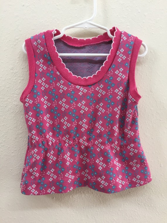 Vintage Girls Top - Vintage Pink Vest - Vintage S… - image 1