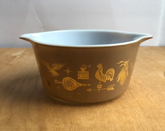 Pyrex Early American 473 - Pyrex Casserole - Brown Pyrex - Vintage Pyrex - Small Pyrex - Kitchen Storage - Pyrex Serving Dish